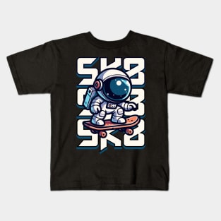 Astronaut Riding A Skateboard Kids T-Shirt